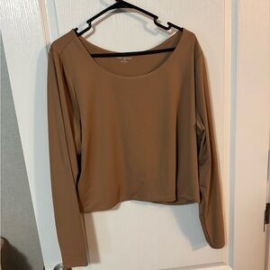 Lane Bryant Brown Long Sleeve Crop Top